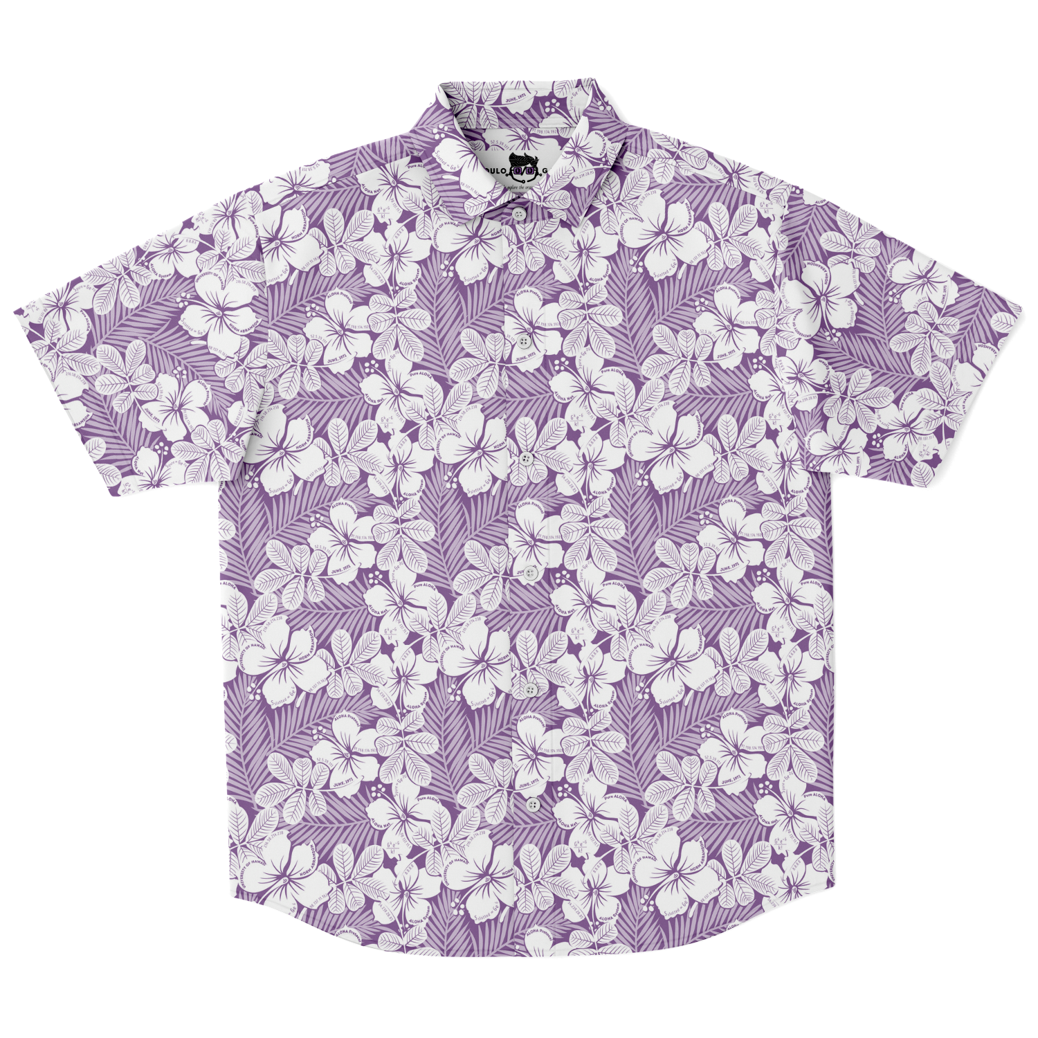 Aloha Net Short Sleeve Button Down Shirt - Purple