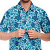 Hexabiscus Short Sleeve Button Down Shirt - Blue