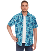 Hexabiscus Short Sleeve Button Down Shirt - Blue