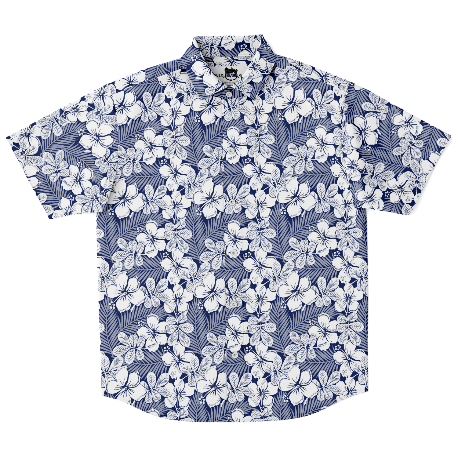 Aloha Net Short Sleeve Button Down Shirt - Blue