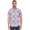 Aloha Net Short Sleeve Button Down Shirt - Purple