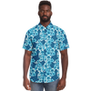 Hexabiscus Short Sleeve Button Down Shirt - Blue