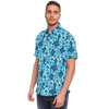 Hexabiscus Short Sleeve Button Down Shirt - Blue