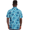 Hexabiscus Short Sleeve Button Down Shirt - Blue